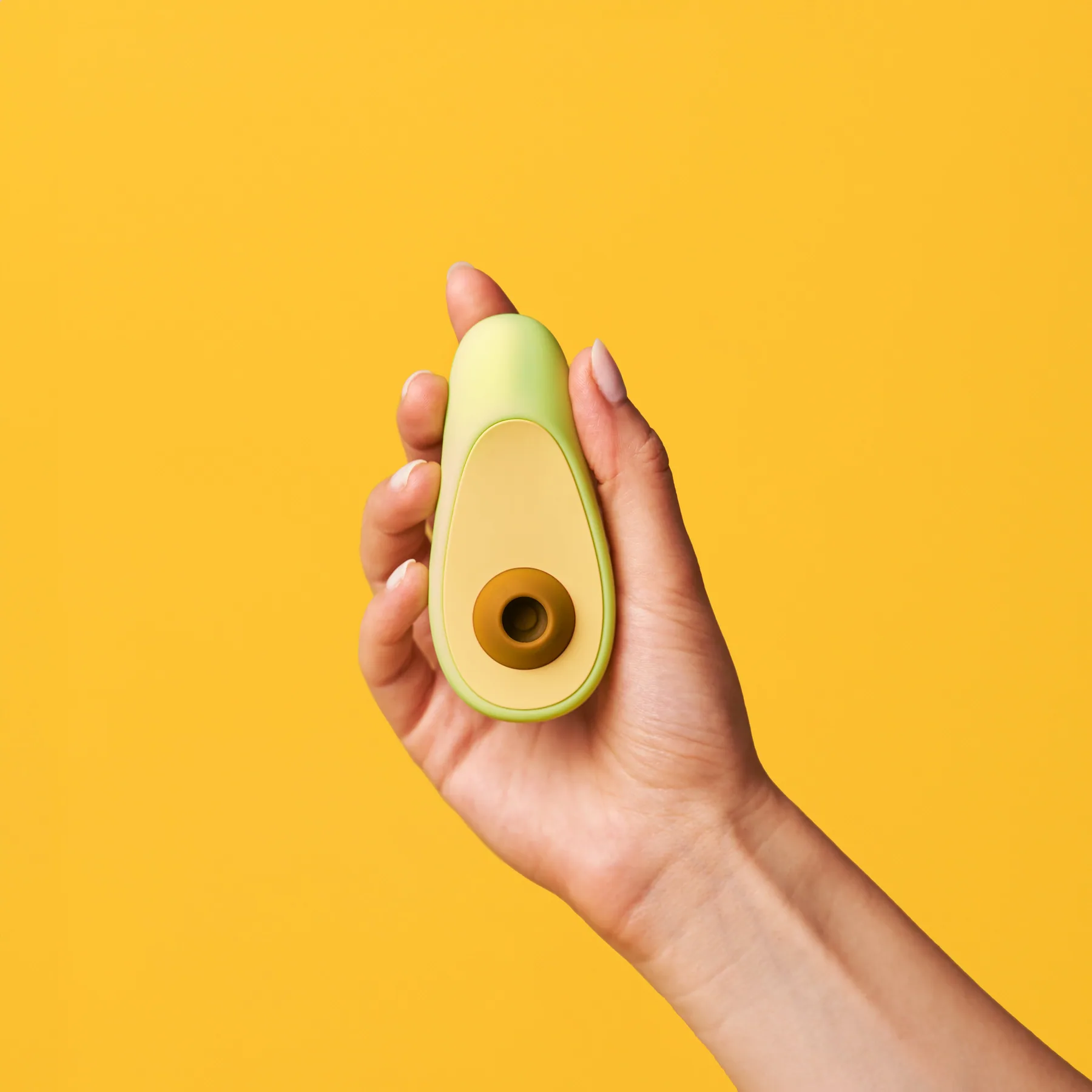 Avocado clitoral vibrator close-up detail