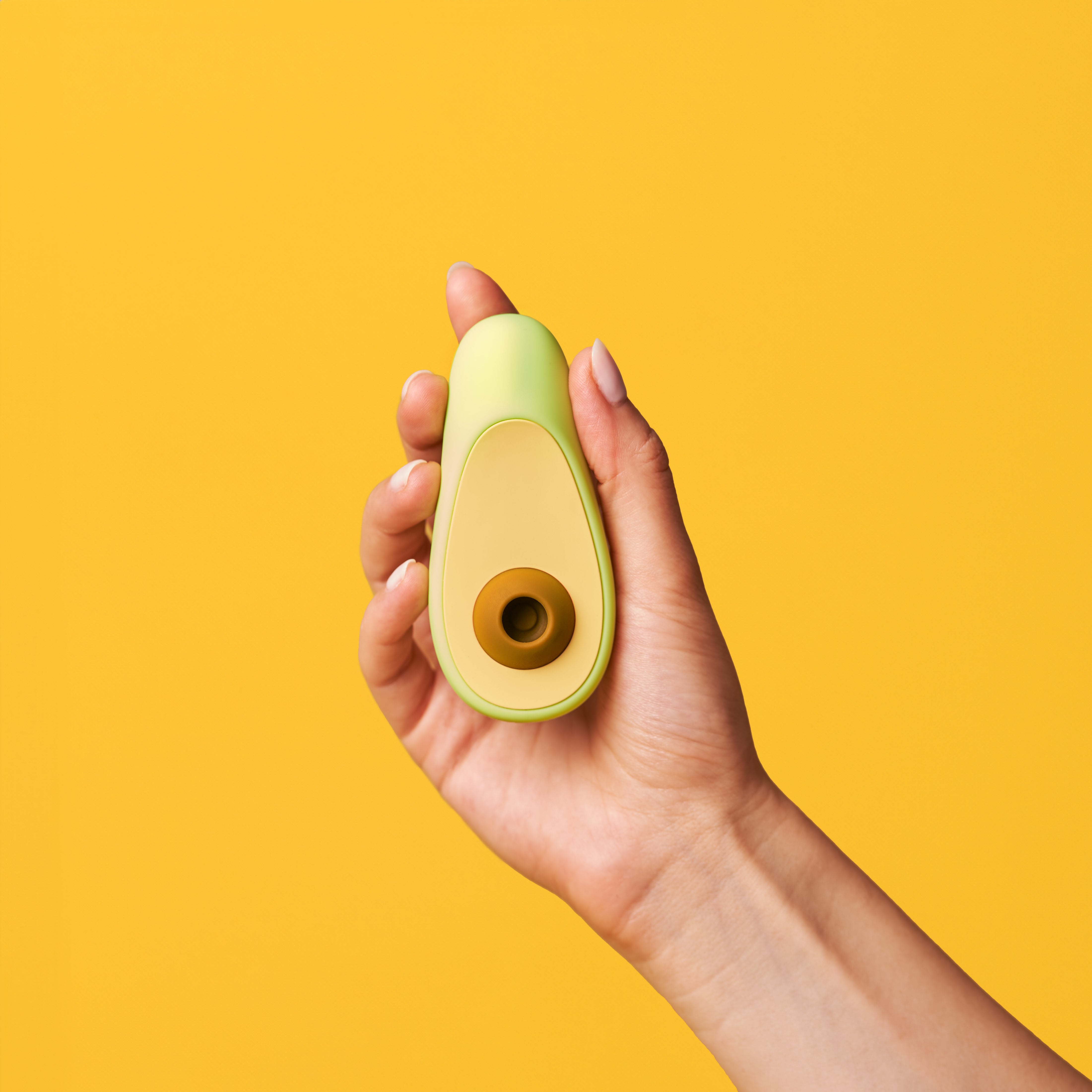 Avocado clitoral vibrator close-up detail